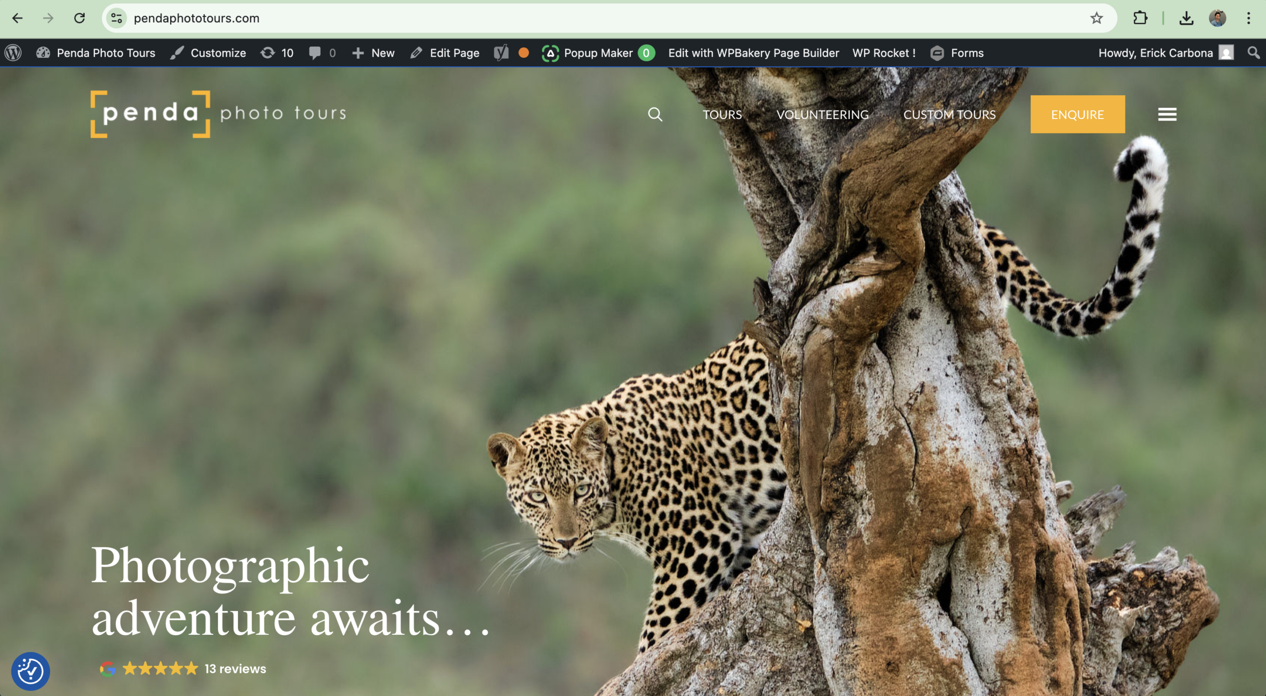 Penda Photo Tours website screenshot